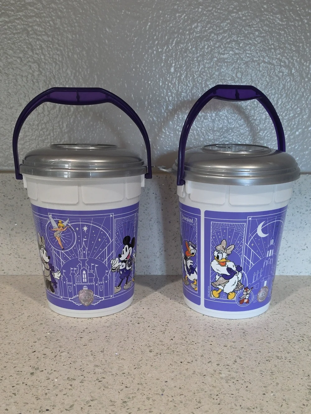 Disney 100 Years Of Wonder Anniversary, Two Popcorn Buckets, Disneyland Limited